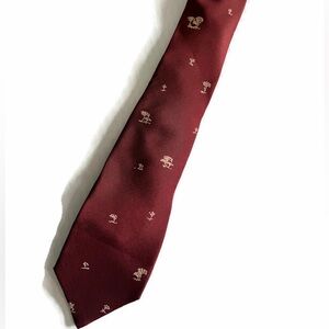Fendi Men's Wine Red Tie with Small Tree Motif